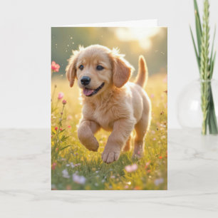 Golden Retriever Puppy zum Geburtstag auf der Wies Karte