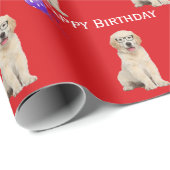 Golden Retriever Puppy zum Geburtstag mit Balloons Geschenkpapier (Rolleneckpunkt)