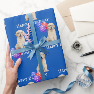 Golden Retriever Puppy zum Geburtstag mit Balloons Geschenkpapier