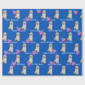Golden Retriever Puppy zum Geburtstag mit Balloons Geschenkpapier (Flach)