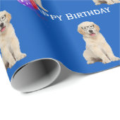 Golden Retriever Puppy zum Geburtstag mit Balloons Geschenkpapier (Rolleneckpunkt)