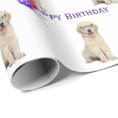 Golden Retriever Puppy zum Geburtstag mit Balloons Geschenkpapier (Rolleneckpunkt)