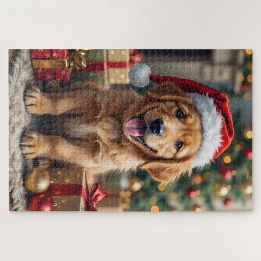 Golden Retriever Puppy's First Christmas Festive Puzzle (Horizontal)