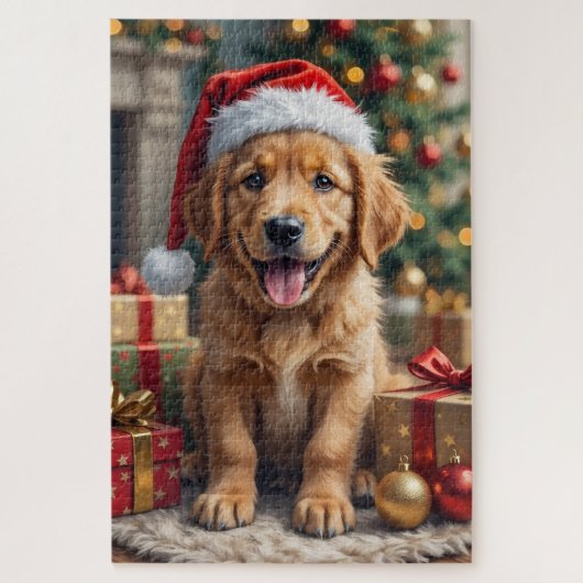 Golden Retriever Puppy's First Christmas Festive Puzzle (Vertikal)