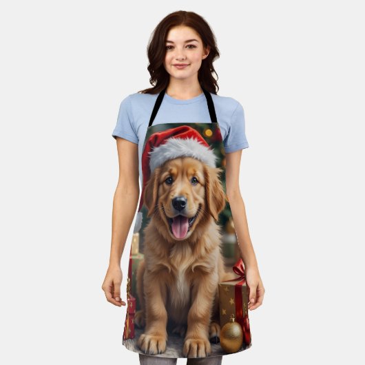 Golden Retriever Puppy's First Christmas Festive Schürze (Getragen)
