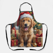 Golden Retriever Puppy's First Christmas Festive Schürze (Vorderseite)