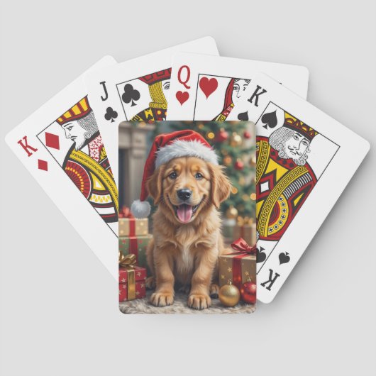 Golden Retriever Puppy's First Christmas Festive Spielkarten (Rückseite)