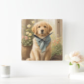 Golden Retriever Quadratische Wanduhr (Zuhause)