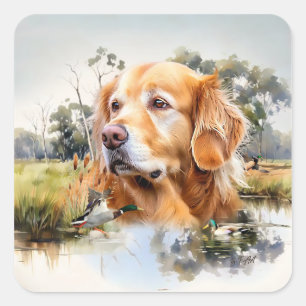 Golden Retriever Quadratischer Aufkleber
