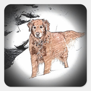 Golden Retriever Quadratischer Aufkleber