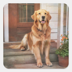 Golden Retriever Quadratischer Aufkleber