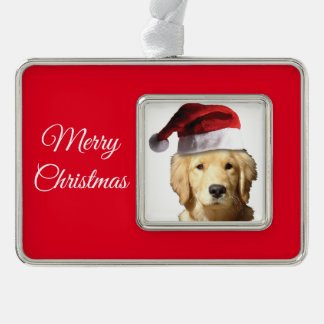 Golden Retriever Rahmen-Ornament Silber