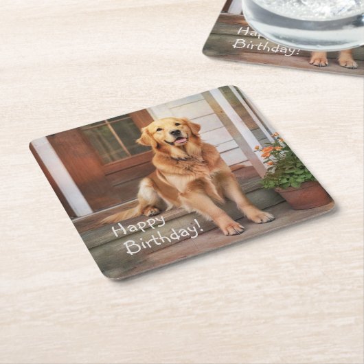 Golden Retriever Rechteckiger Pappuntersetzer (angewinkelt)