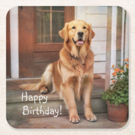 Golden Retriever Rechteckiger Pappuntersetzer