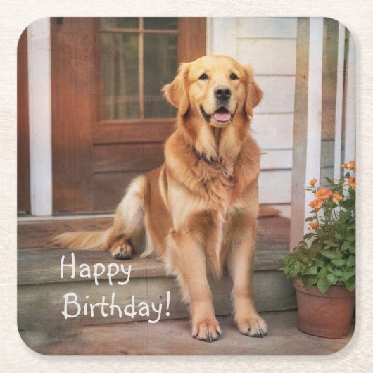 Golden Retriever Rechteckiger Pappuntersetzer (Vorderseite)