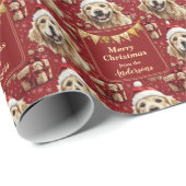 Golden Retriever Red Banner Weihnachten Geschenkpapier (Rolleneckpunkt)