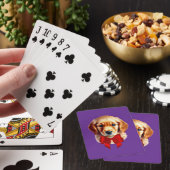 Golden Retriever Red Bow Spielkarten (In Situ)