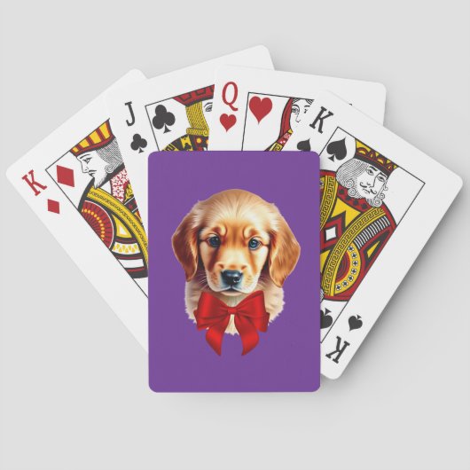 Golden Retriever Red Bow Spielkarten (Rückseite)