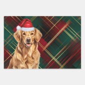 Golden Retriever Red Green Holiday Kariert Weihnac Geschenkpapier Set (Vorderseite 3)