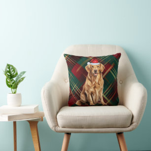 Golden Retriever Red Green Holiday Kariert Weihnac Kissen