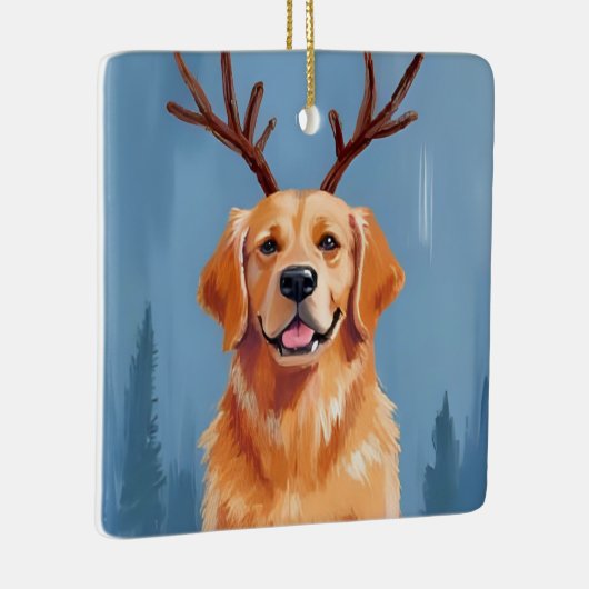 Golden Retriever Reindeer Antlers | Christmas Keramikornament (Rechts)