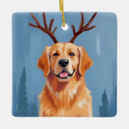 Golden Retriever Reindeer Antlers | Christmas Keramikornament