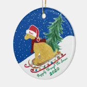 Golden Retriever Reiten Xmas Tree Schlitten Keramik Ornament (Links)