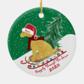 Golden Retriever Reiten Xmas Tree Schlitten Keramik Ornament (Hinten)