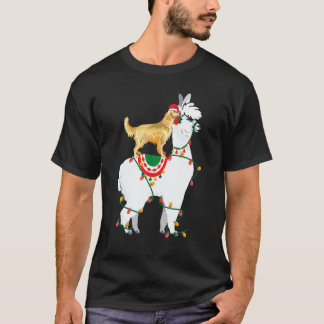 Golden Retriever reitet auf Lama und leuchtet Sant T-Shirt