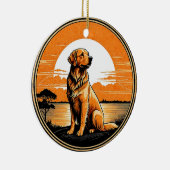 Golden Retriever Retro Sunset Dog Lover Keramik Ornament (Rechts)