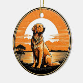 Golden Retriever Retro Sunset Dog Lover Keramik Ornament (Links)