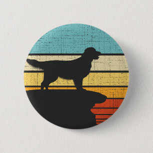 Golden Retriever Retro Vintag 60er 70er Dog Eigent Button