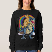 Golden Retriever Riding Dinosaur Rex Boys Rainbow Sweatshirt (Vorderseite)