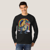 Golden Retriever Riding Dinosaur Rex Boys Rainbow T-Shirt (Vorne ganz)