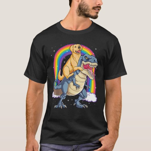Golden Retriever Riding Dinosaur T rex Geschenke B T-Shirt (Vorderseite)