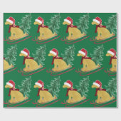 Golden Retriever Riding Xmas Tree Green Schlitten Geschenkpapier (Flach)