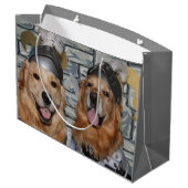 Golden retriever-Ritter Große Geschenktüte (Rückseite Schrägansicht)