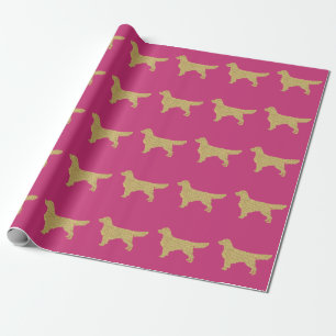 Golden Retriever Rosa Glitzer Geschenkpapier