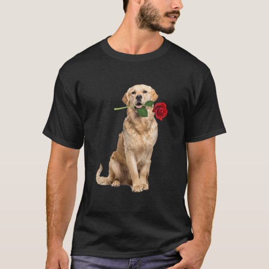 Golden Retriever Rose Valentinstag Tierfreunde T-Shirt (Vorderseite)