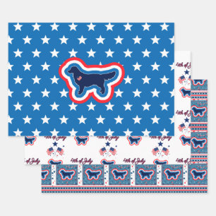 Golden Retriever Rot Weiß Und Blau 4. Juli Geschenkpapier Set