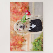 Golden Retriever Rote Rose Liebe Hund Natur Tier Puzzle (Vertikal)