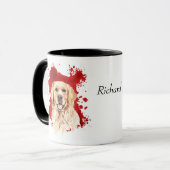 Golden Retriever Roter Abstrakter Hintergrund Tasse (Vorderseite Links)