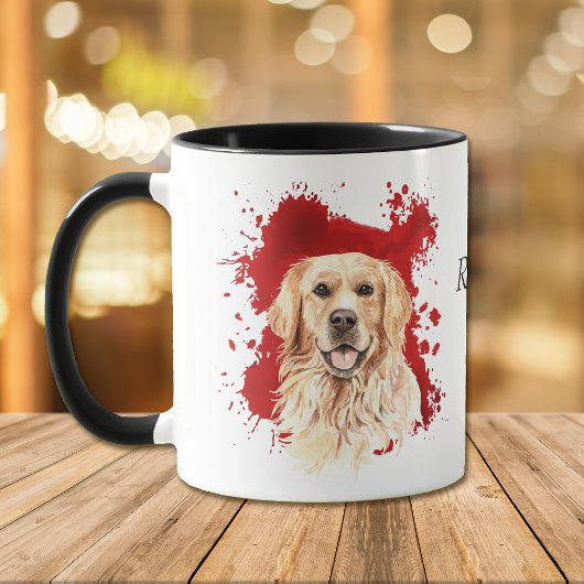 Golden Retriever Roter Abstrakter Hintergrund Tasse