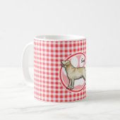 Golden retriever; Roter und weißer Gingham Kaffeetasse (Vorderseite Links)