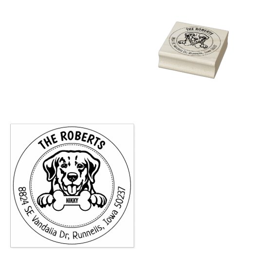 Golden Retriever Rücksendeadresse Gummistempel (Stempel)