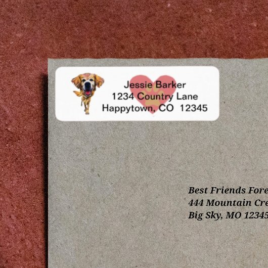 Golden Retriever Rücksendeadresse Label