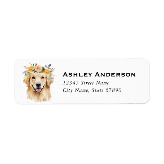 Golden Retriever Rücksendeadressen-Aufkleber (Vorne)