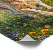 Golden Retriever Run | Impressionist Art Poster (Ecke)