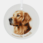 Golden Retriever Rund Ornament Aus Glas (Rückseite)