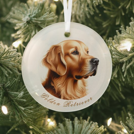Golden Retriever Rund Ornament Aus Glas (InSitu)
